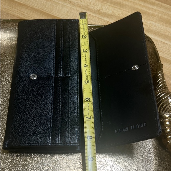 #1532** Vintage Black Genuine Leather Wallet - Picture 6 of 15